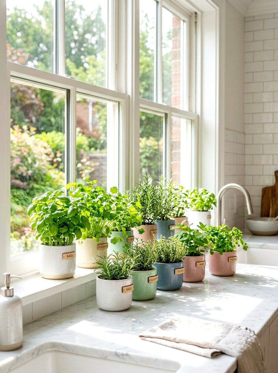 Kitchen windowsill herb garden - 30 herb garden ideas