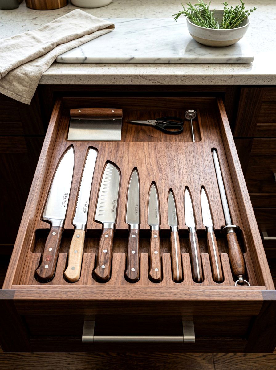 Knife Block Drawer Insert - 30 kitchen drawer pantry ideas