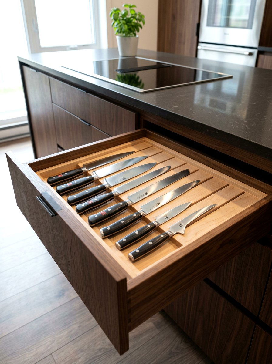 Knife Block Drawer Insert - 30 kitchen drawer divider ideas