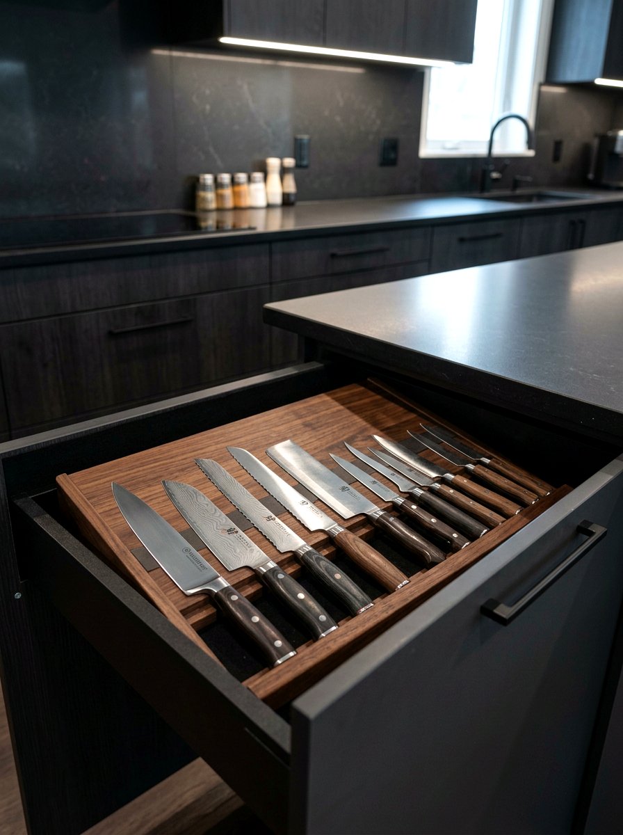 Knife Docking Station Drawer - 30 kitchen drawer divider ideas