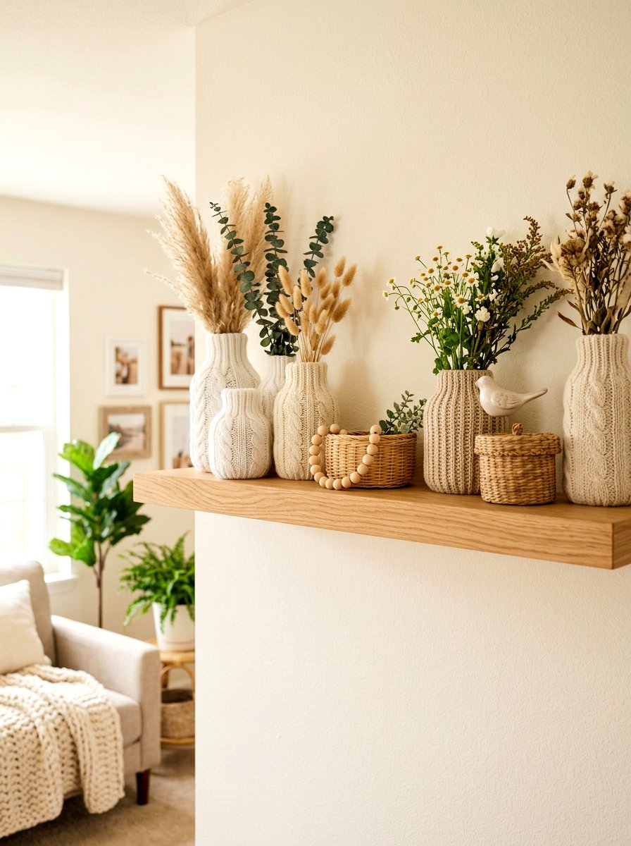 Knit Texture Decor Shelf - 30 winter shelf styling ideas