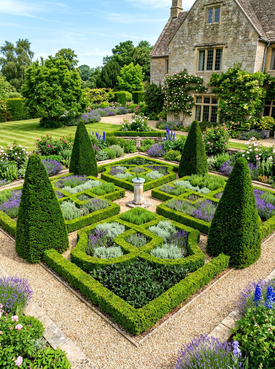 Knot garden with topiary - 30 knot garden ideas