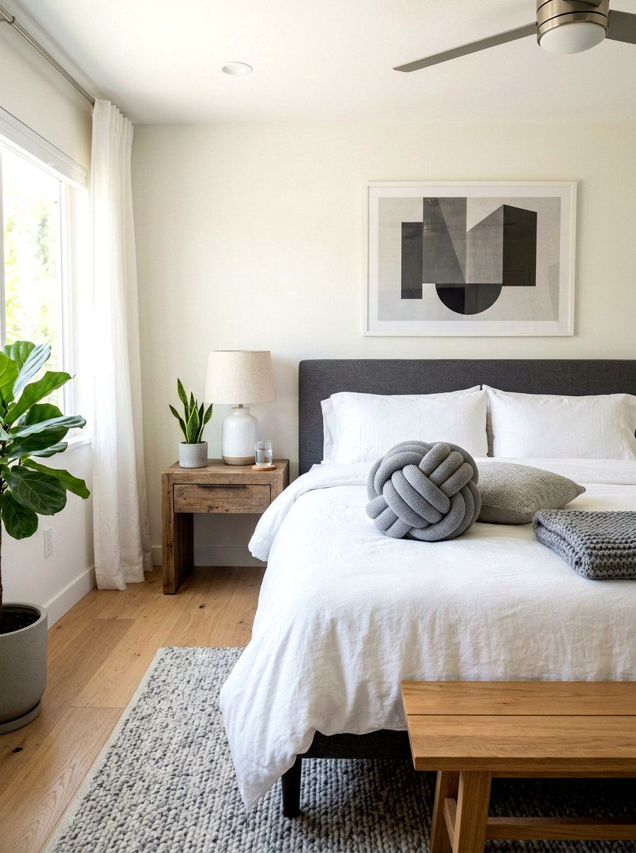 Knotted decorative pillow - 30 pillowy bed styling ideas