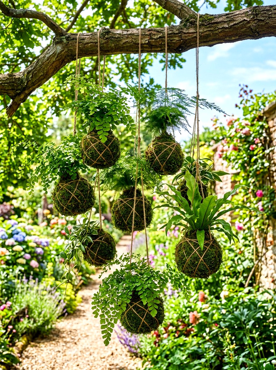 Kokedama Hanging Plant - 30 Japanese garden ideas