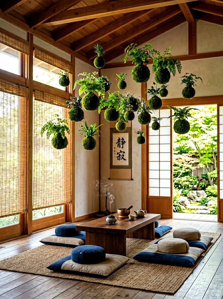 Kokedama moss ball - 30 hanging planter ideas