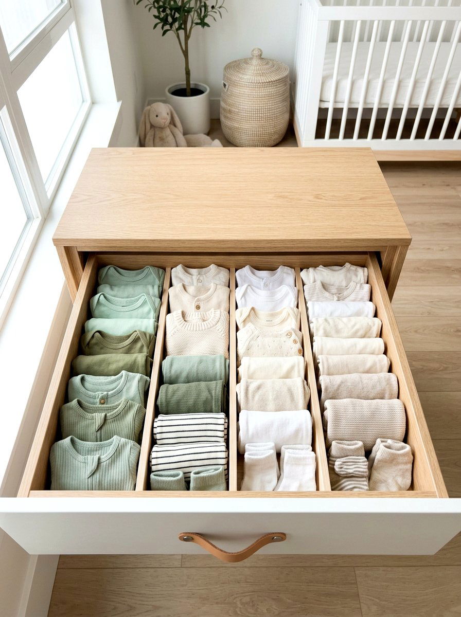 KonMari baby clothes folding - 30 nursery dresser organization ideas