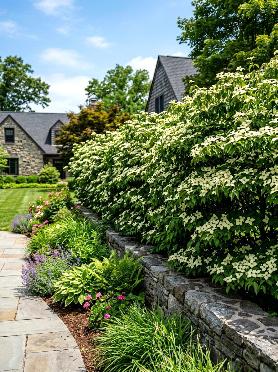 Kousa Dogwood Privacy Screen - 30 ornamental tree landscaping ideas