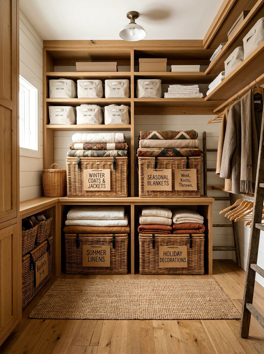 Kraft paper closet basket labels - 30 closet basket labels ideas