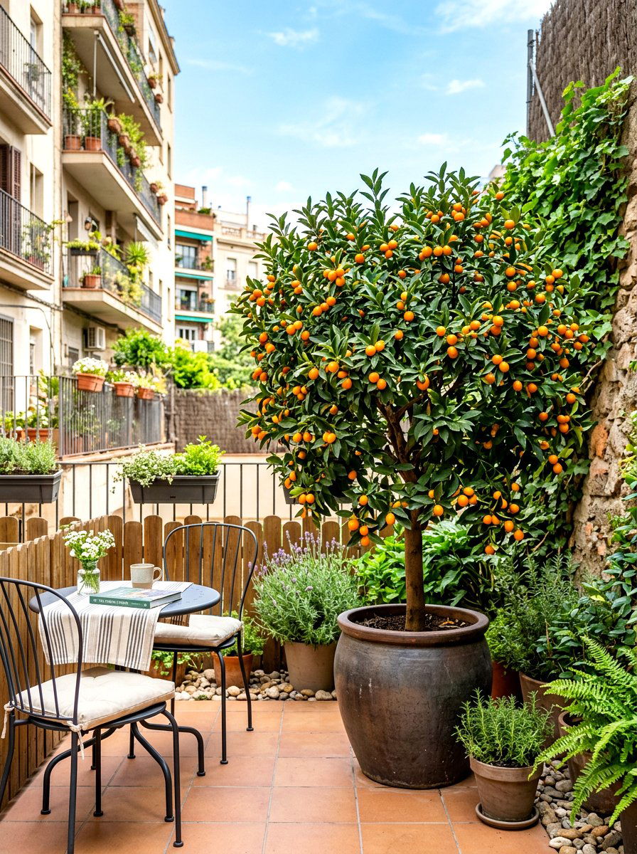 Kumquat Tree Small Patio - 30 potted citrus backyard ideas