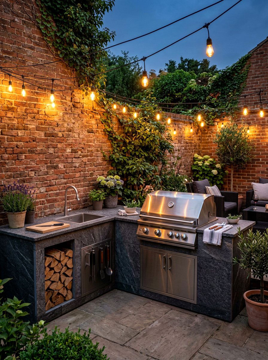 L Shaped Backyard BBQ - 30 backyard grill station ideas
