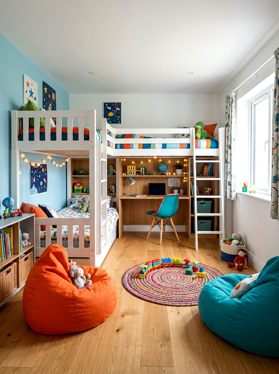 L Shaped Bunk Bed - 30 bunk room aesthetic ideas