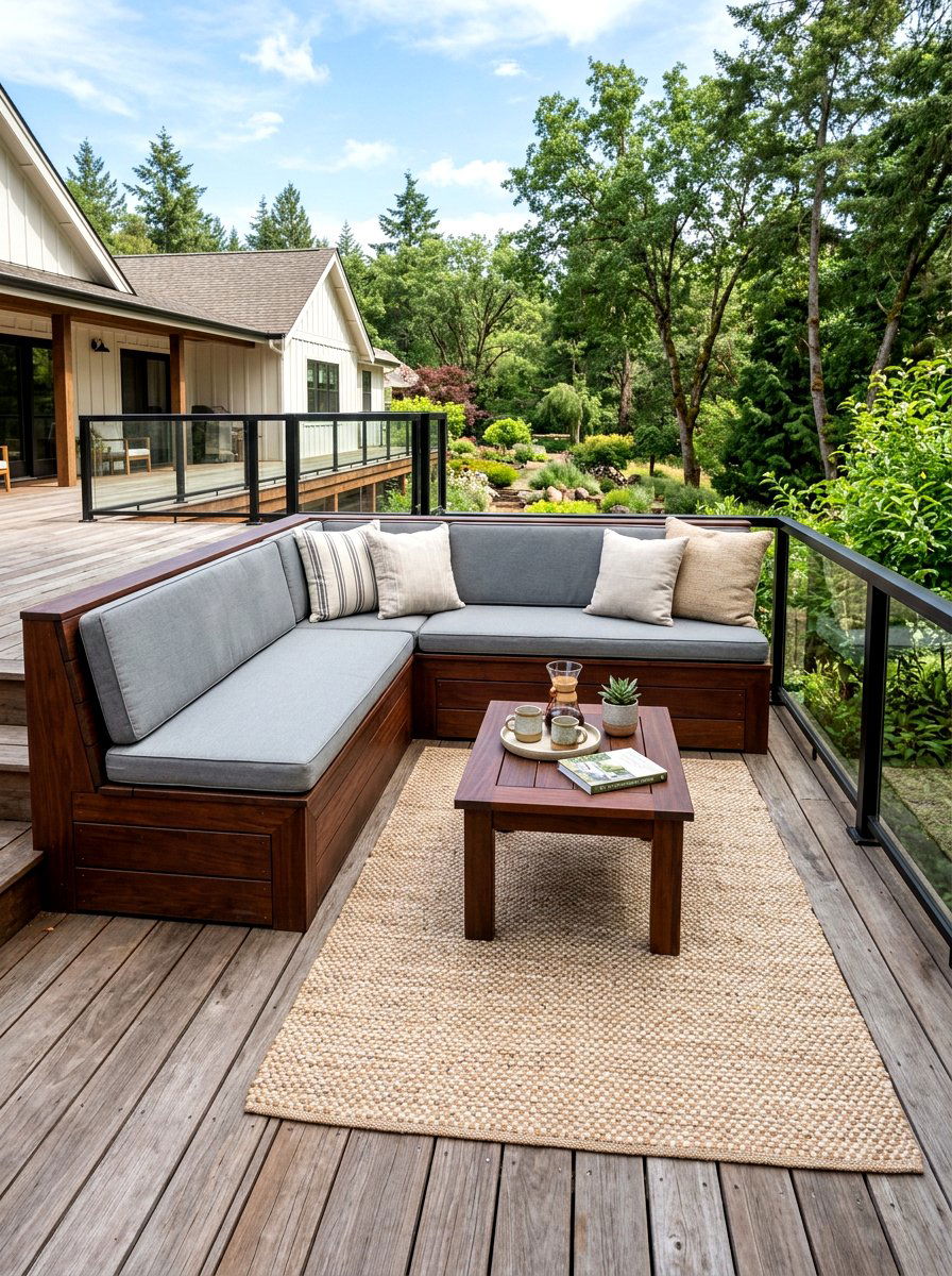 L Shaped Corner Deck Seating - 30 deck built in seating ideas