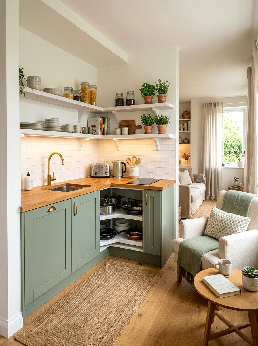 L Shaped Corner Kitchenette - 30 studio kitchenette ideas