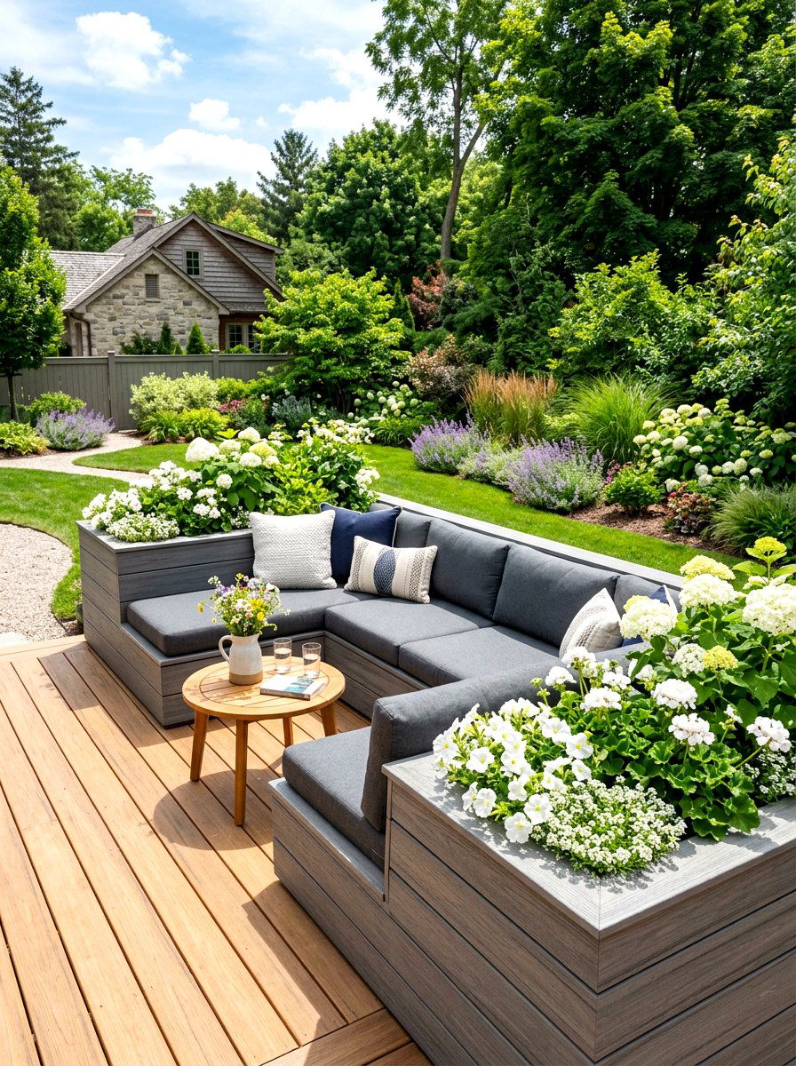 L Shaped Deck Planter Bench - 30 deck planter bench ideas