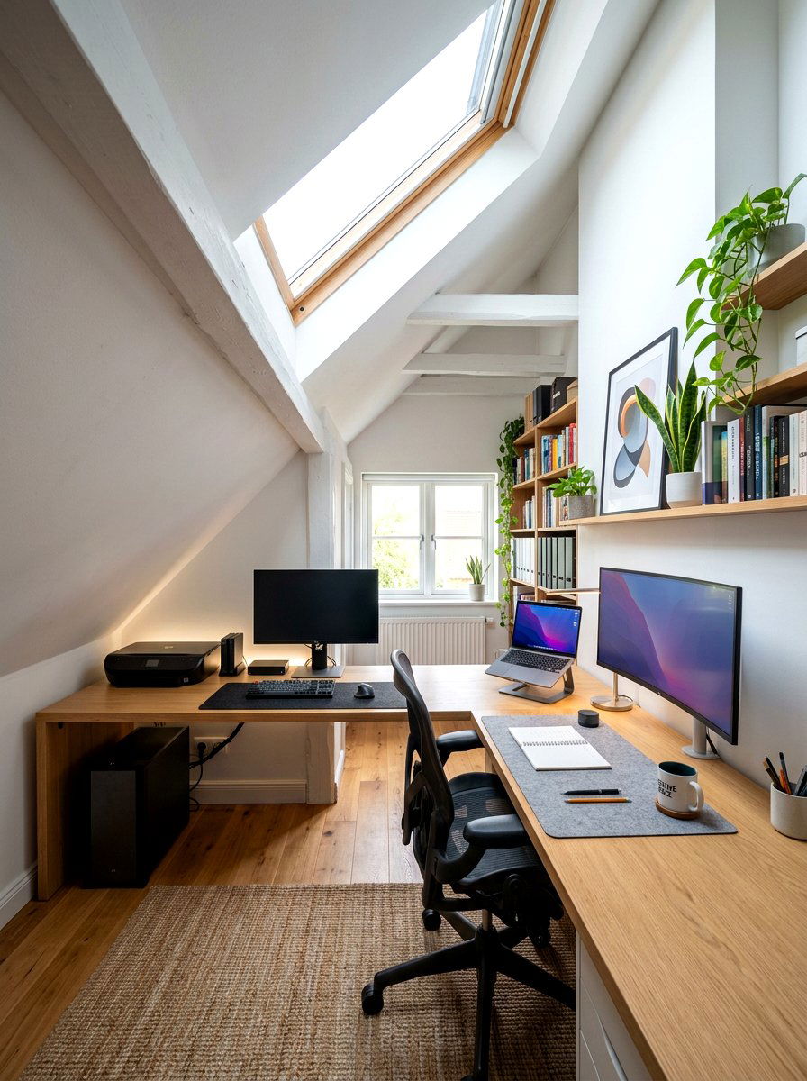 L Shaped Desk In Attic - 30 sloped ceiling office ideas