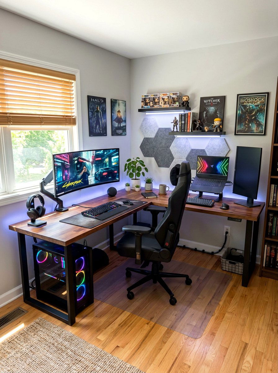 L Shaped Gaming Desk Corner - 30 gaming teen nook ideas