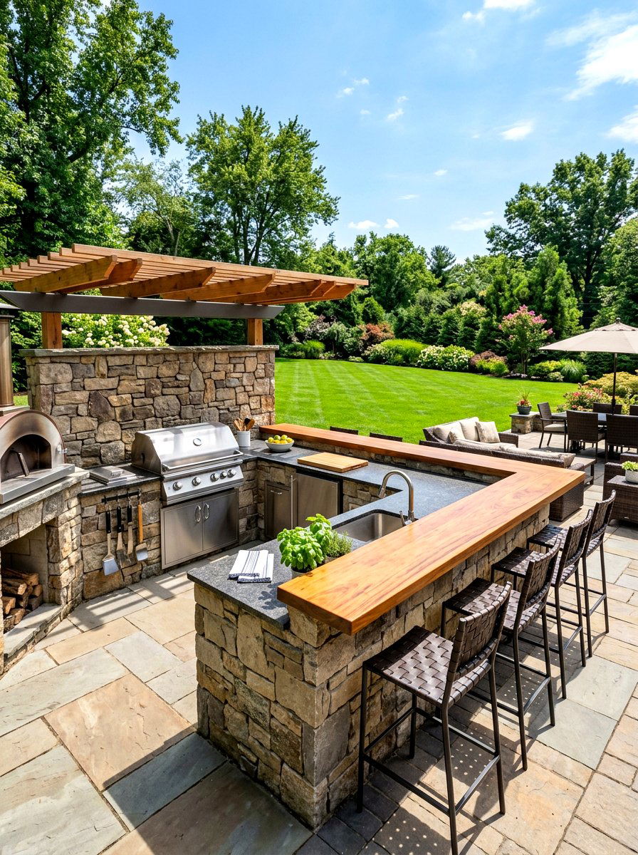 L Shaped Kitchen Layout - 30 outdoor kitchen lounge ideas