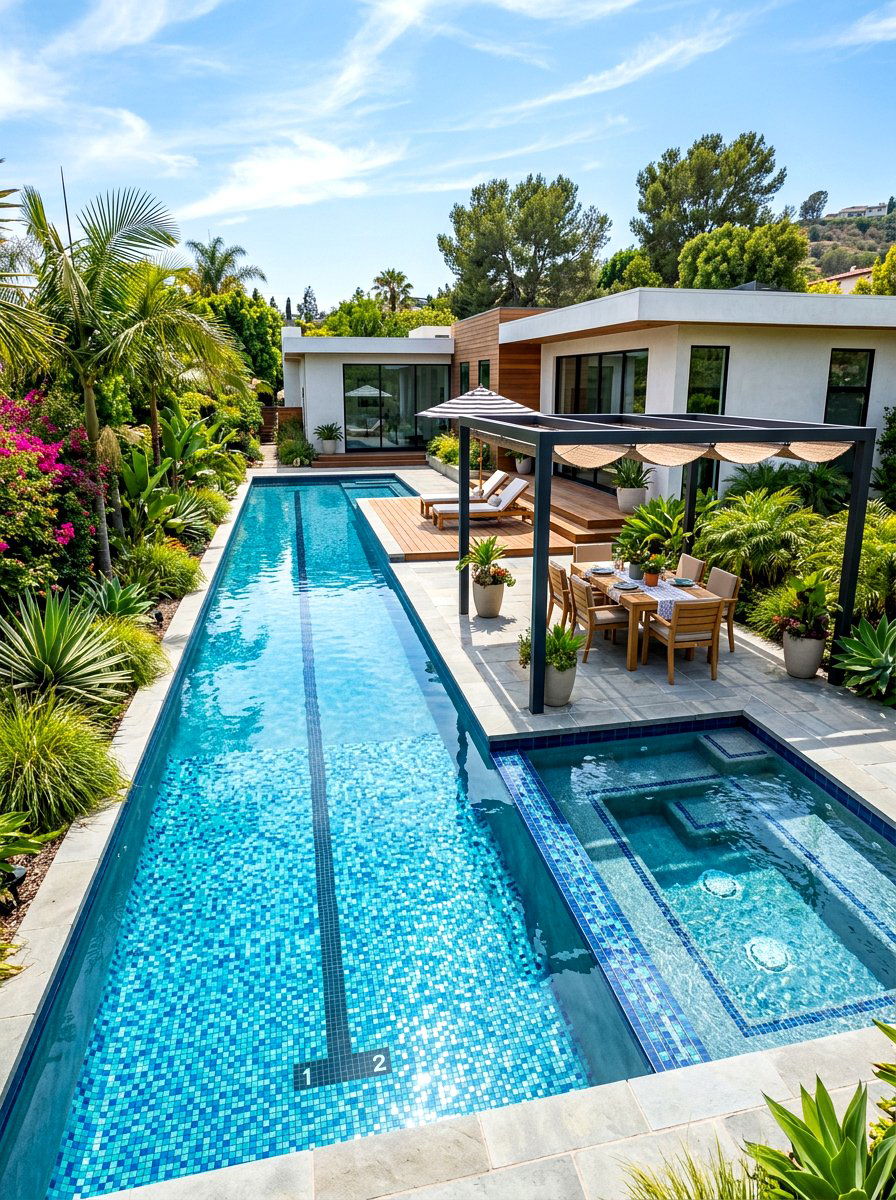 L Shaped Lap Pool - 30 lap pool backyard ideas