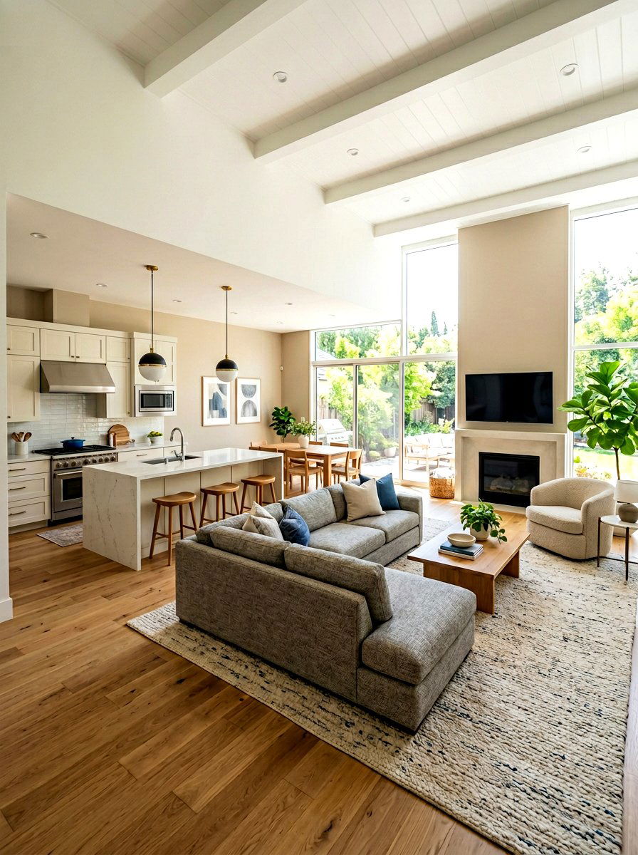 L Shaped Open Living Area - 30 open floor plan ideas