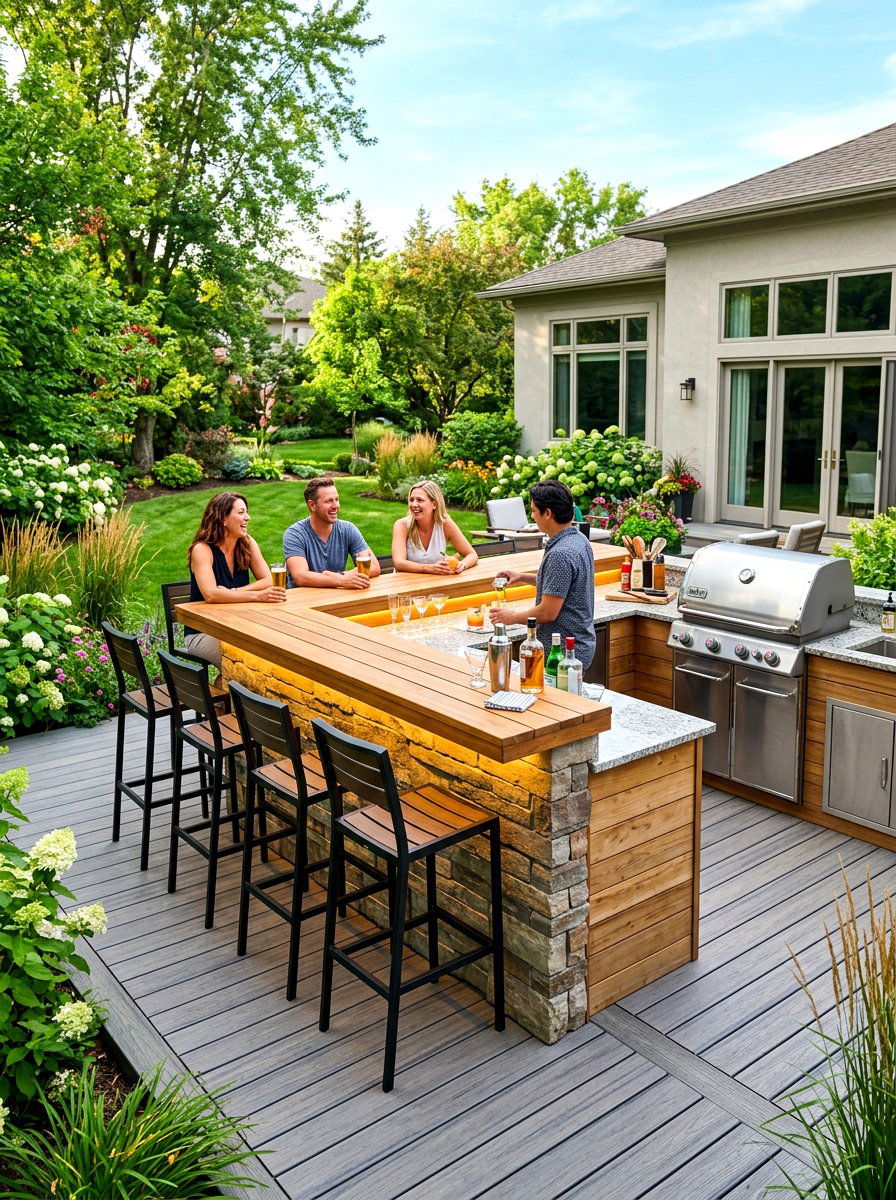 L Shaped Outdoor Bar - 30 outdoor kitchen ideas