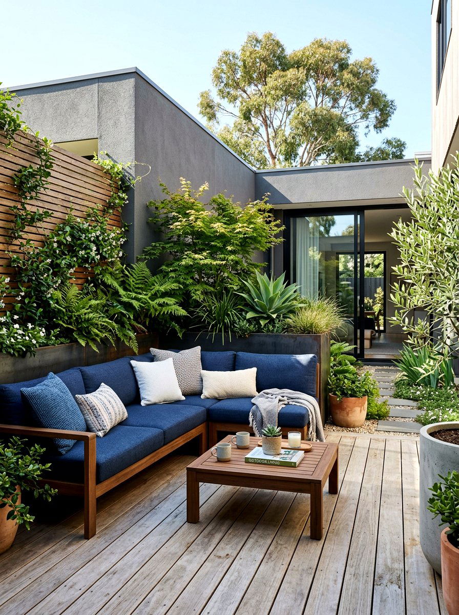 L Shaped Outdoor Couch - 30 courtyard patio furniture ideas