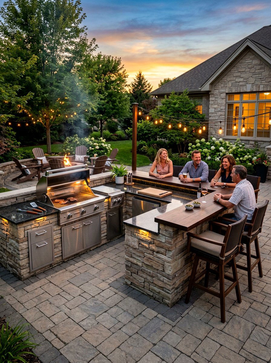L Shaped Outdoor Grill - 30 grill island ideas