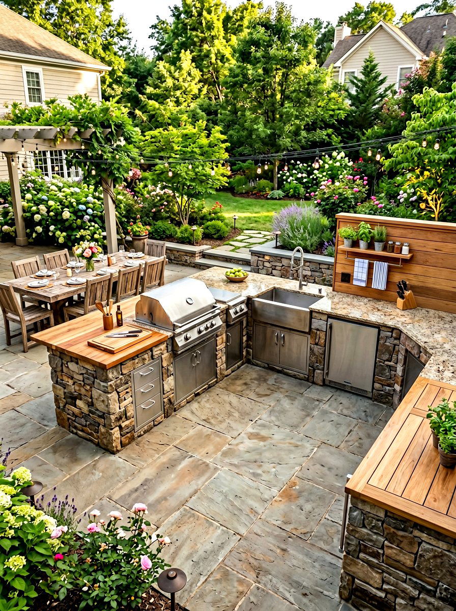 L Shaped Outdoor Kitchen - 30 outdoor countertop ideas