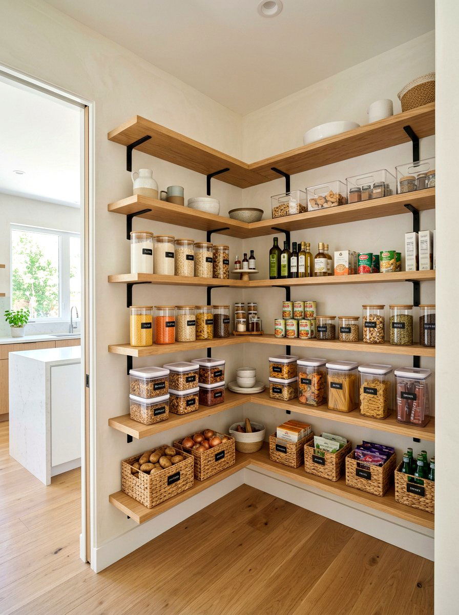 L Shaped Pantry Shelving - 30 corner pantry ideas