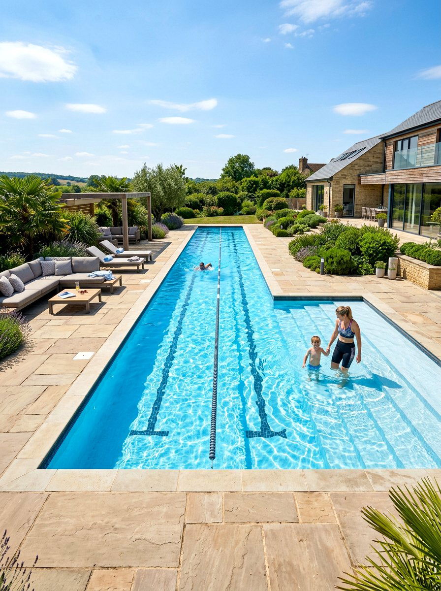 L Shaped Pool - 30 family pool ideas