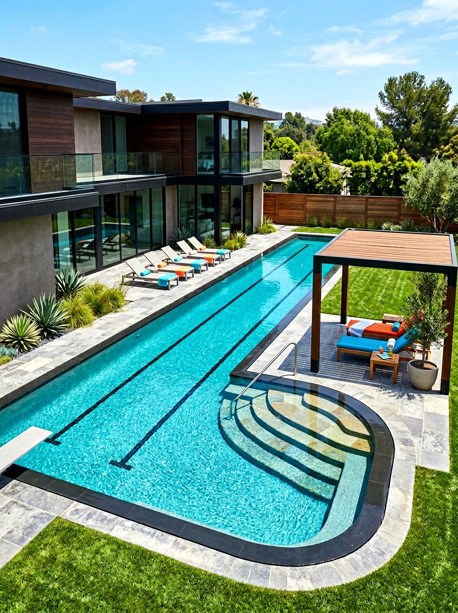 L Shaped Pool - 30 narrow pool ideas