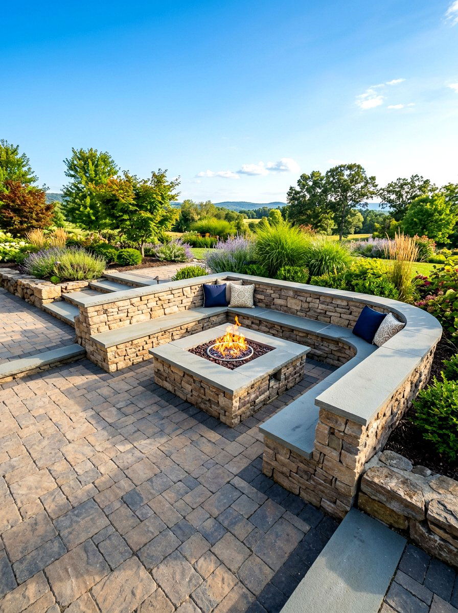 L Shaped Seat Wall Fire Pit - 30 seat wall fire pit ideas