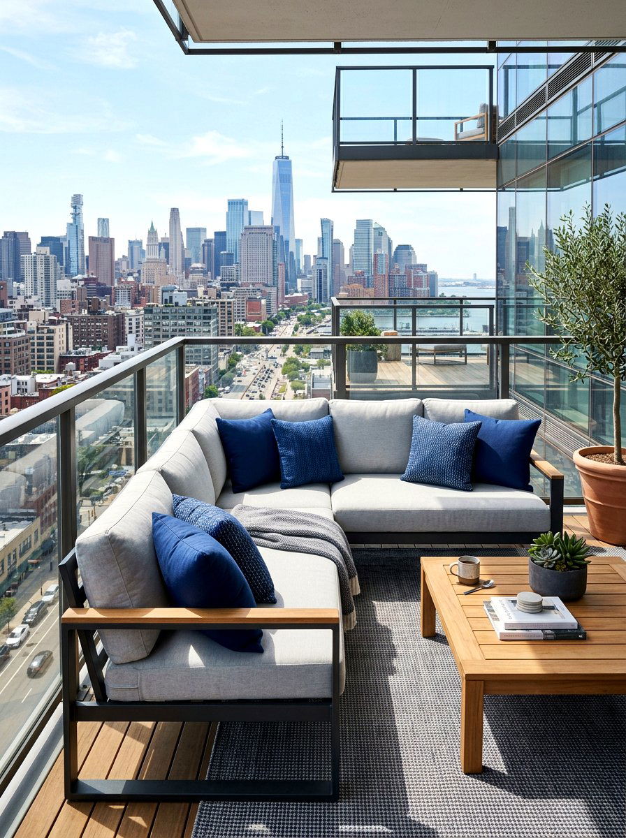 L Shaped Sectional Balcony Sofa - 30 condo balcony lounge ideas