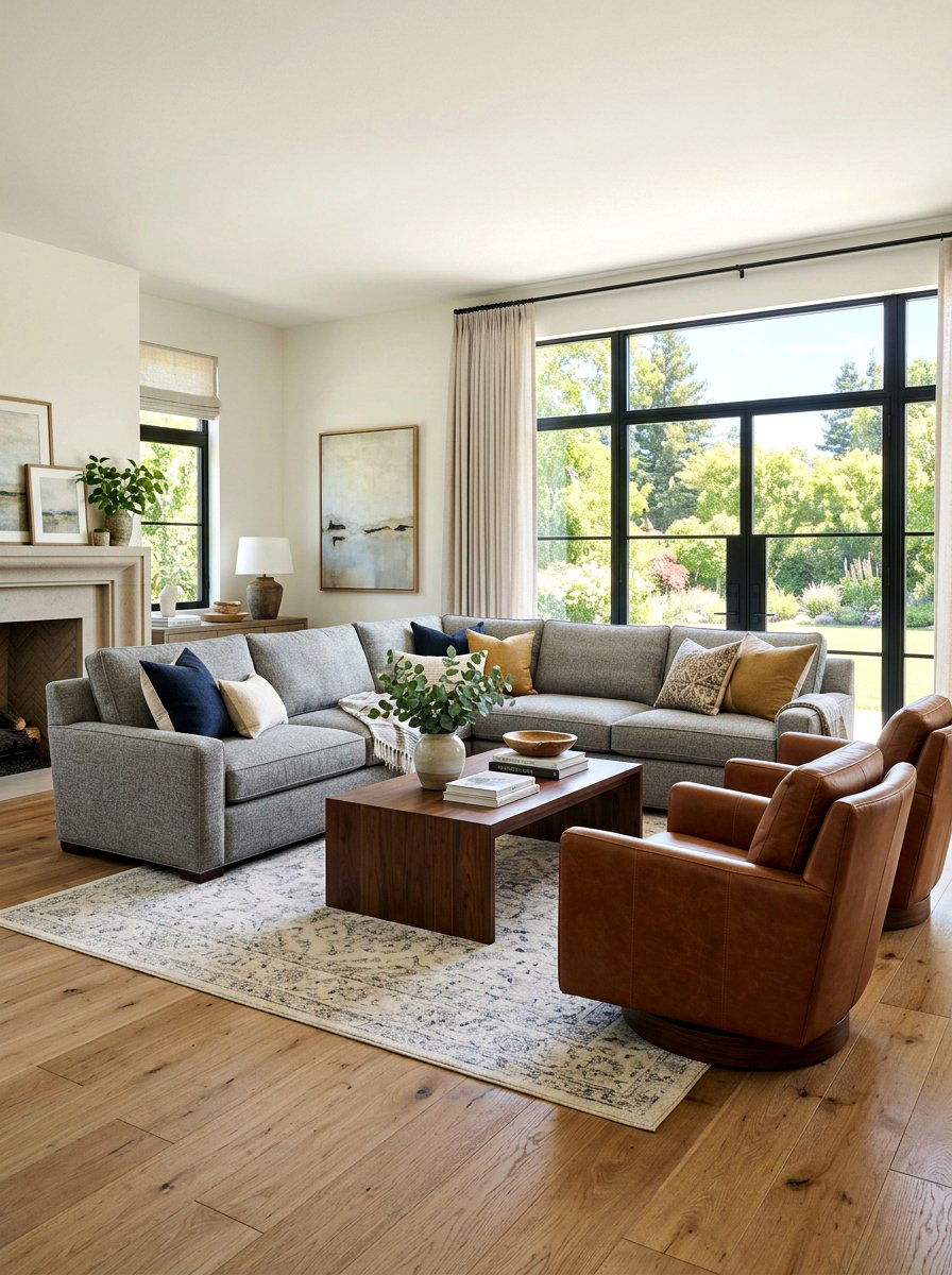 L Shaped Sectional With Armchairs - 30 conversation seating ideas