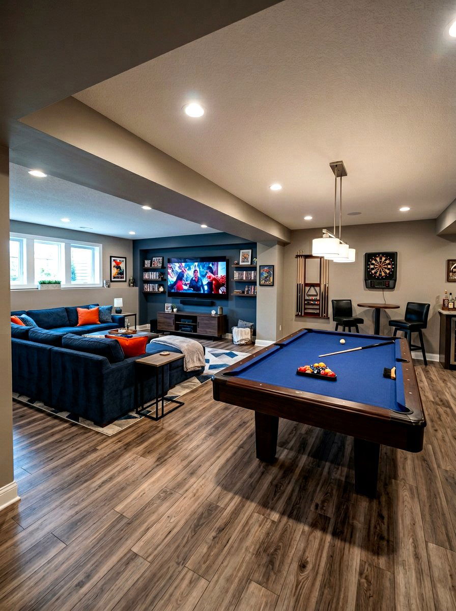 L shaped basement lounge - 30 basement family lounge ideas