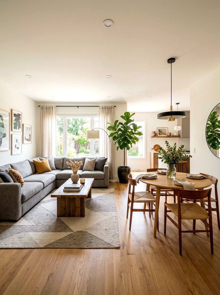 L shaped living room dining room combo - 30 furniture arrangement ideas
