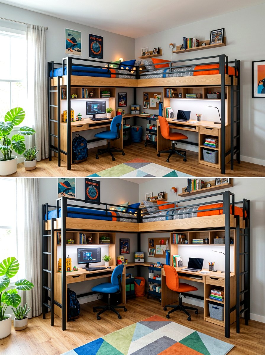 L shaped loft bed - 30 loft bed ideas