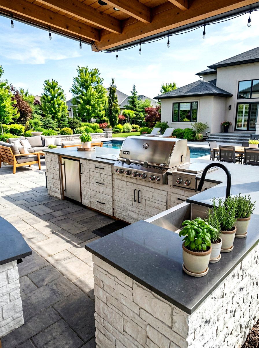 L shaped outdoor kitchen - 30 patio cooking area ideas