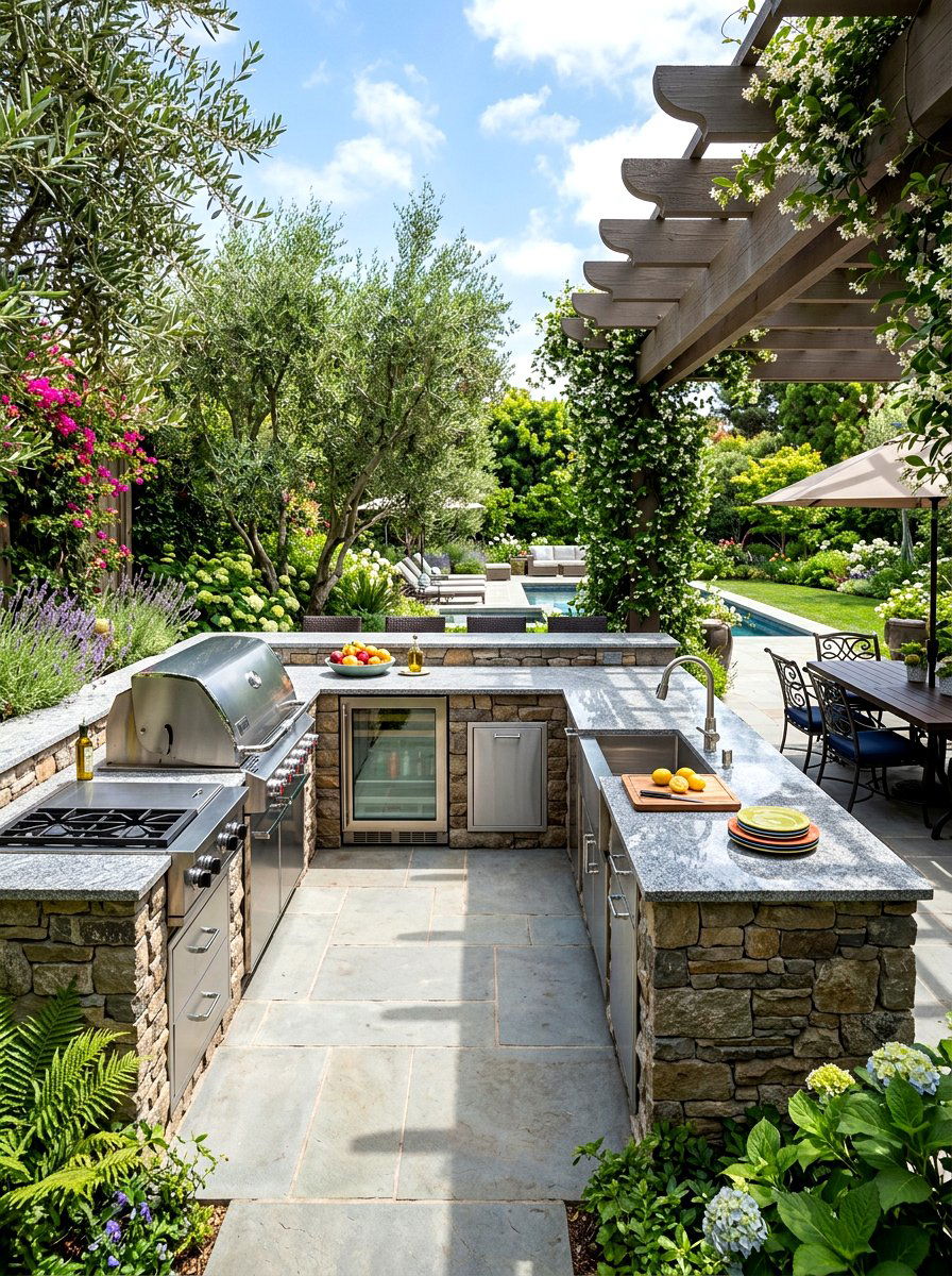 L shaped outdoor kitchen layout - 30 alfresco kitchen ideas