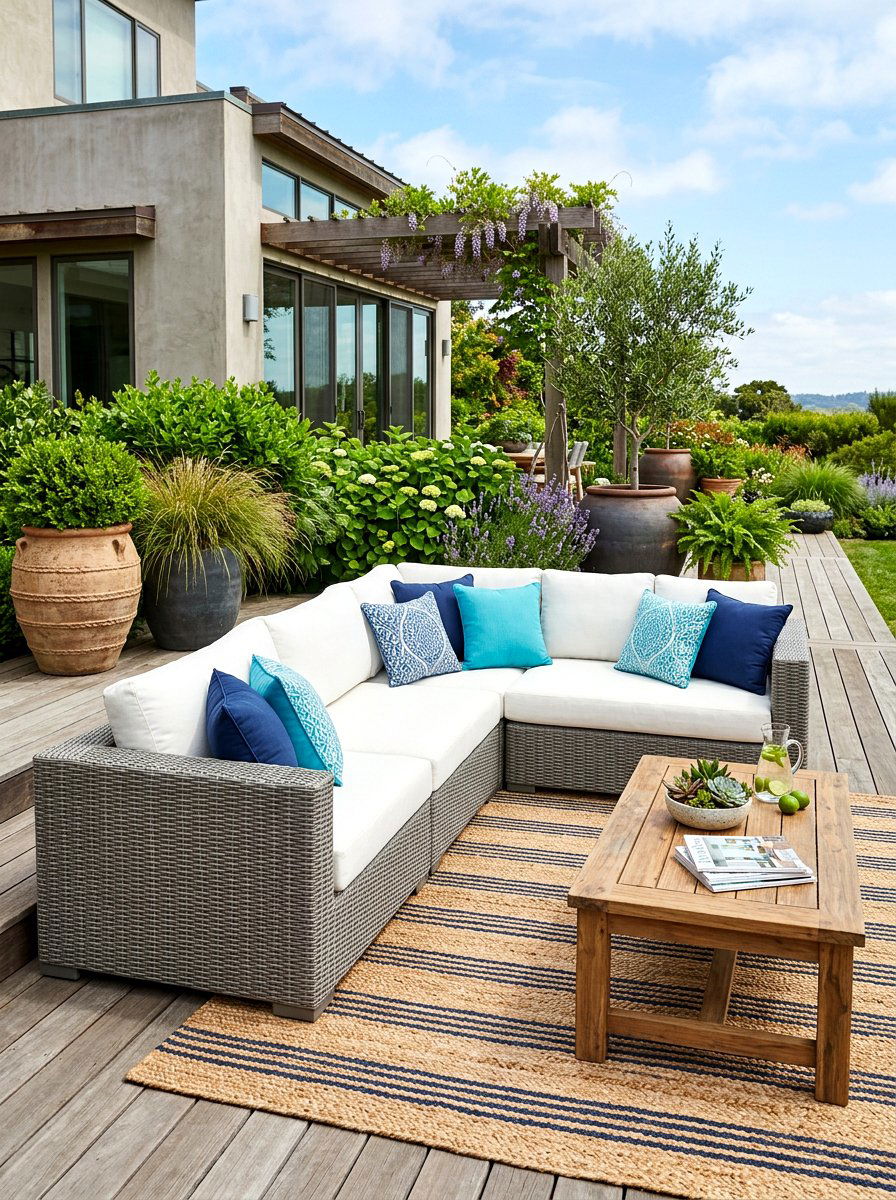 L shaped outdoor sectional layout - 30 outdoor modular sofa ideas