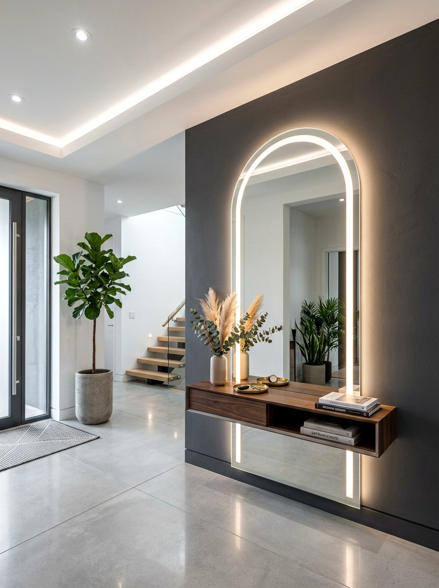 LED Arched Mirror Foyer - 30 arched foyer mirror ideas