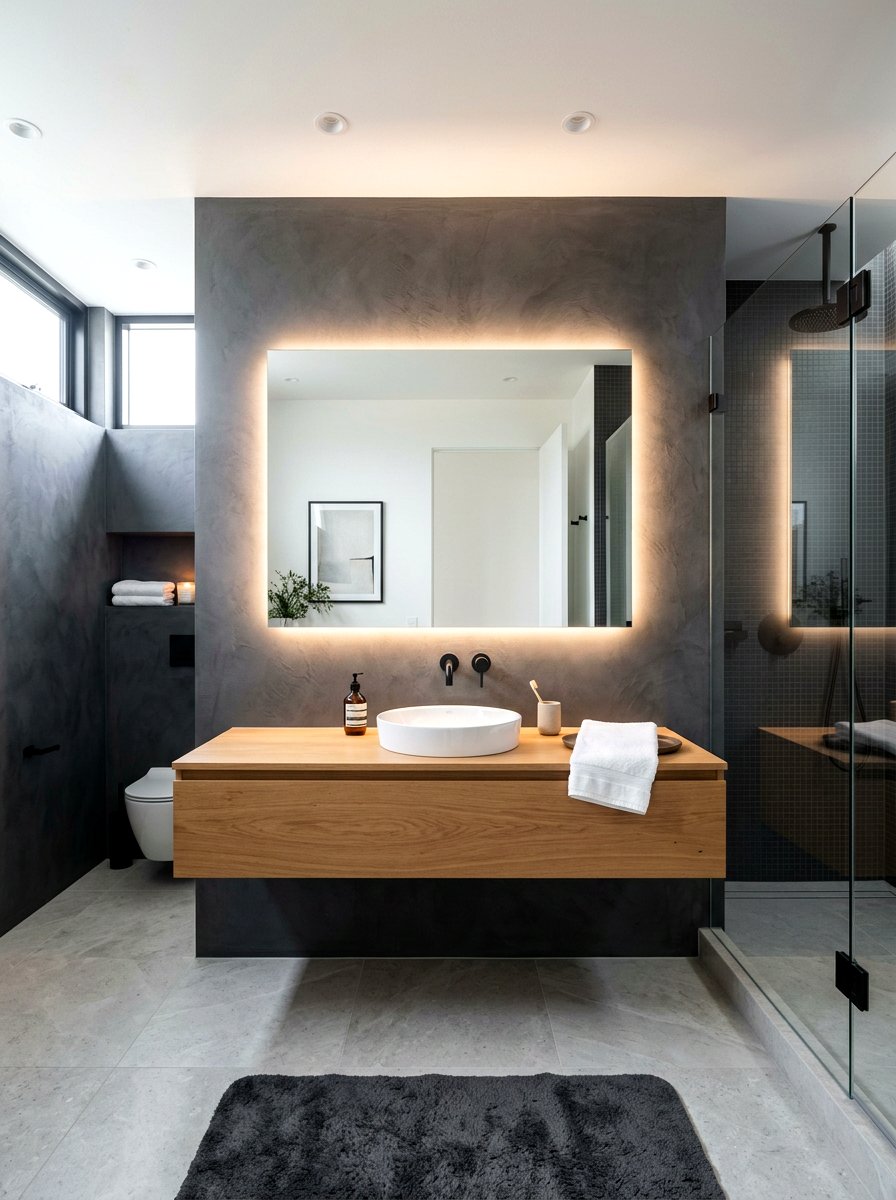 LED Backlit Bathroom Mirror - 30 mirror wall bathroom ideas