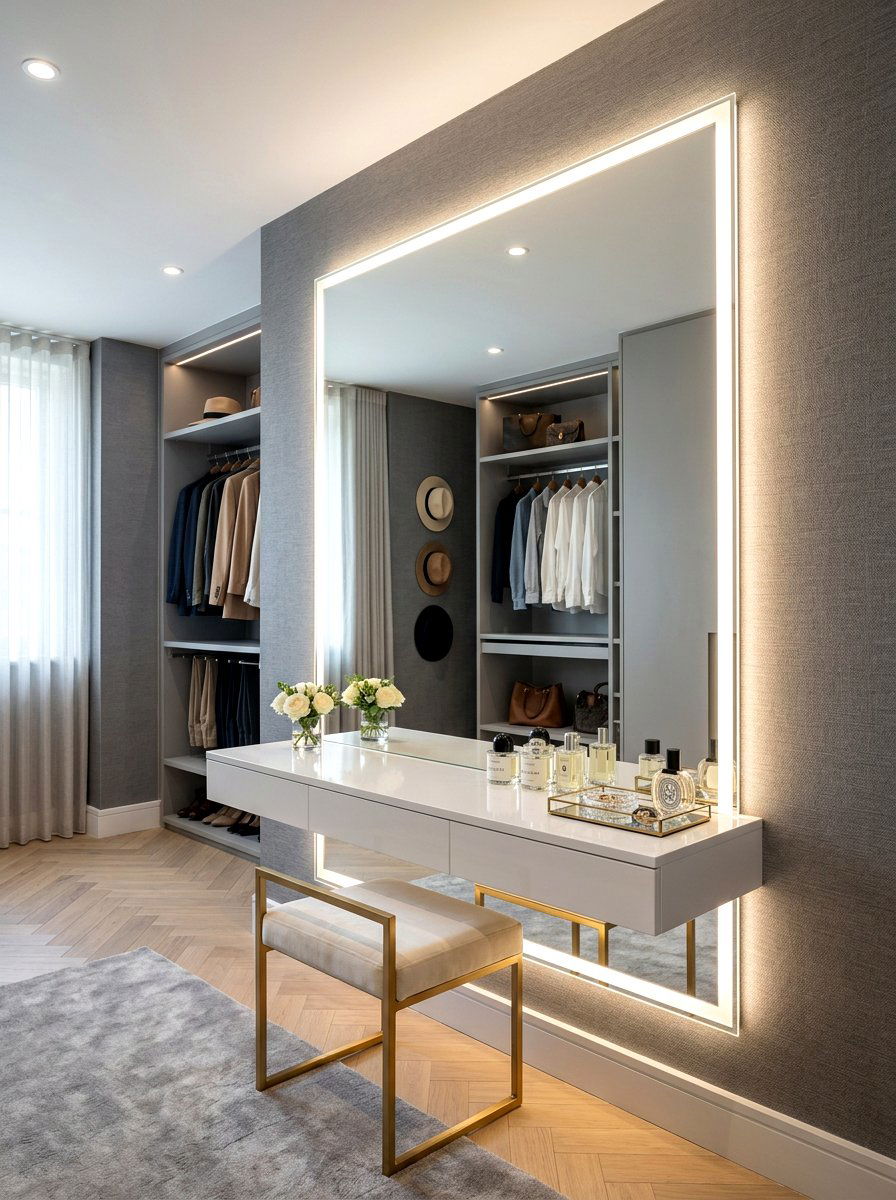 30 Dressing Room Mirror Wall Ideas for a High-End Look Today