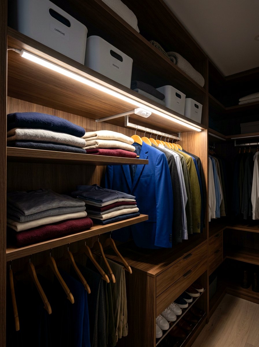 LED Closet Light - 30 entry closet organization ideas