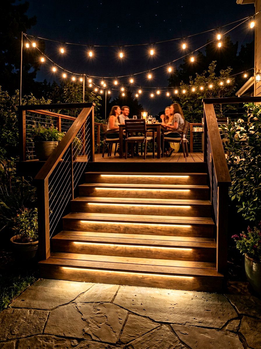 LED Deck Stair Lighting - 30 deck makeover ideas