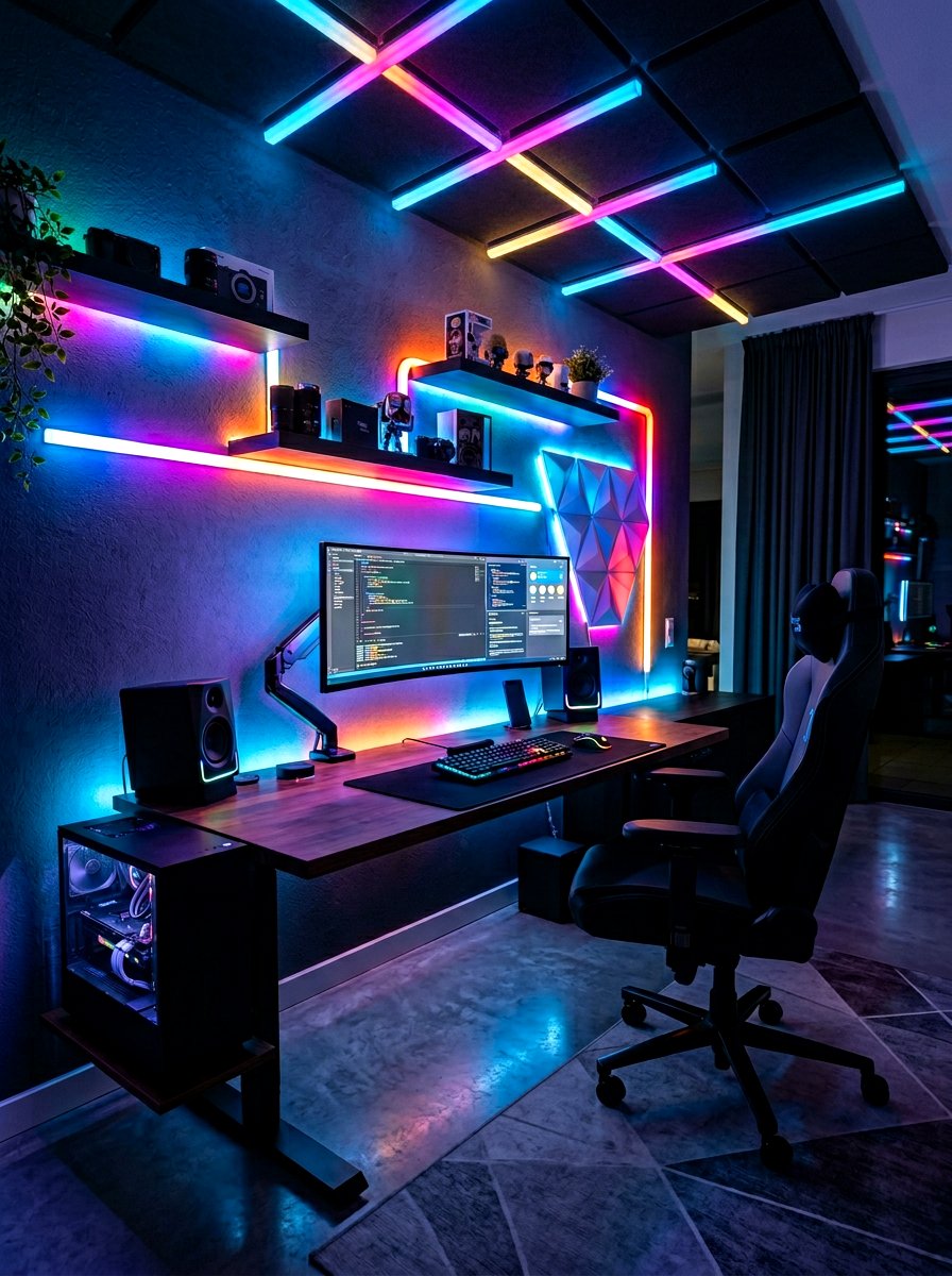 LED Light Study Setup - 30 teen study room ideas
