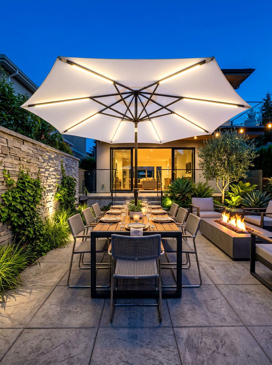 LED Lighted Umbrella - 30 patio umbrella ideas