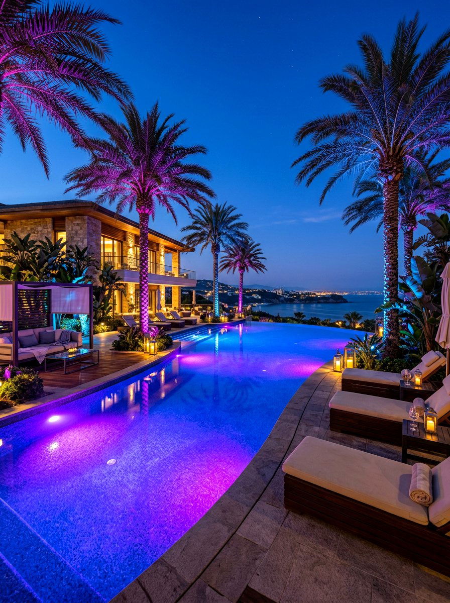 LED Lighting Pool - 30 luxury pool ideas
