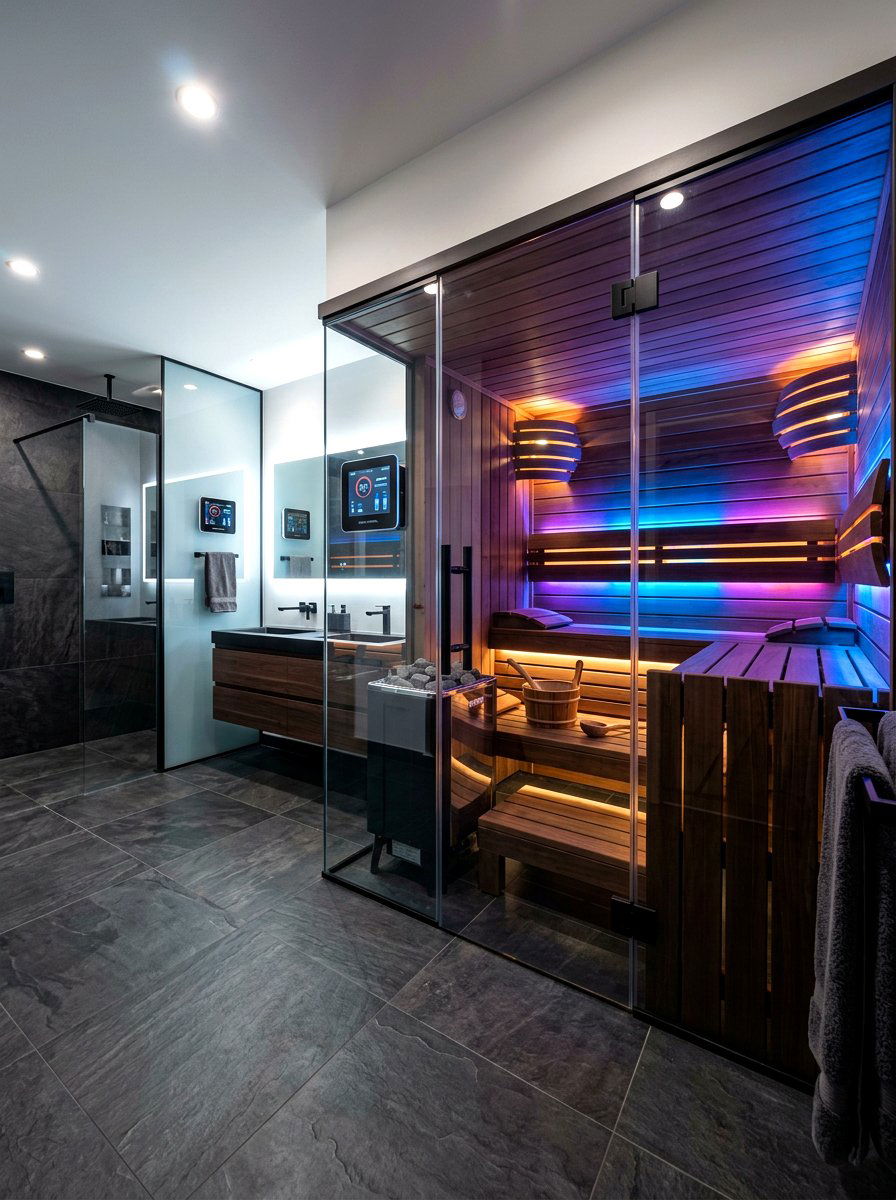 LED Lighting Sauna Bathroom - 30 sauna bathroom ideas