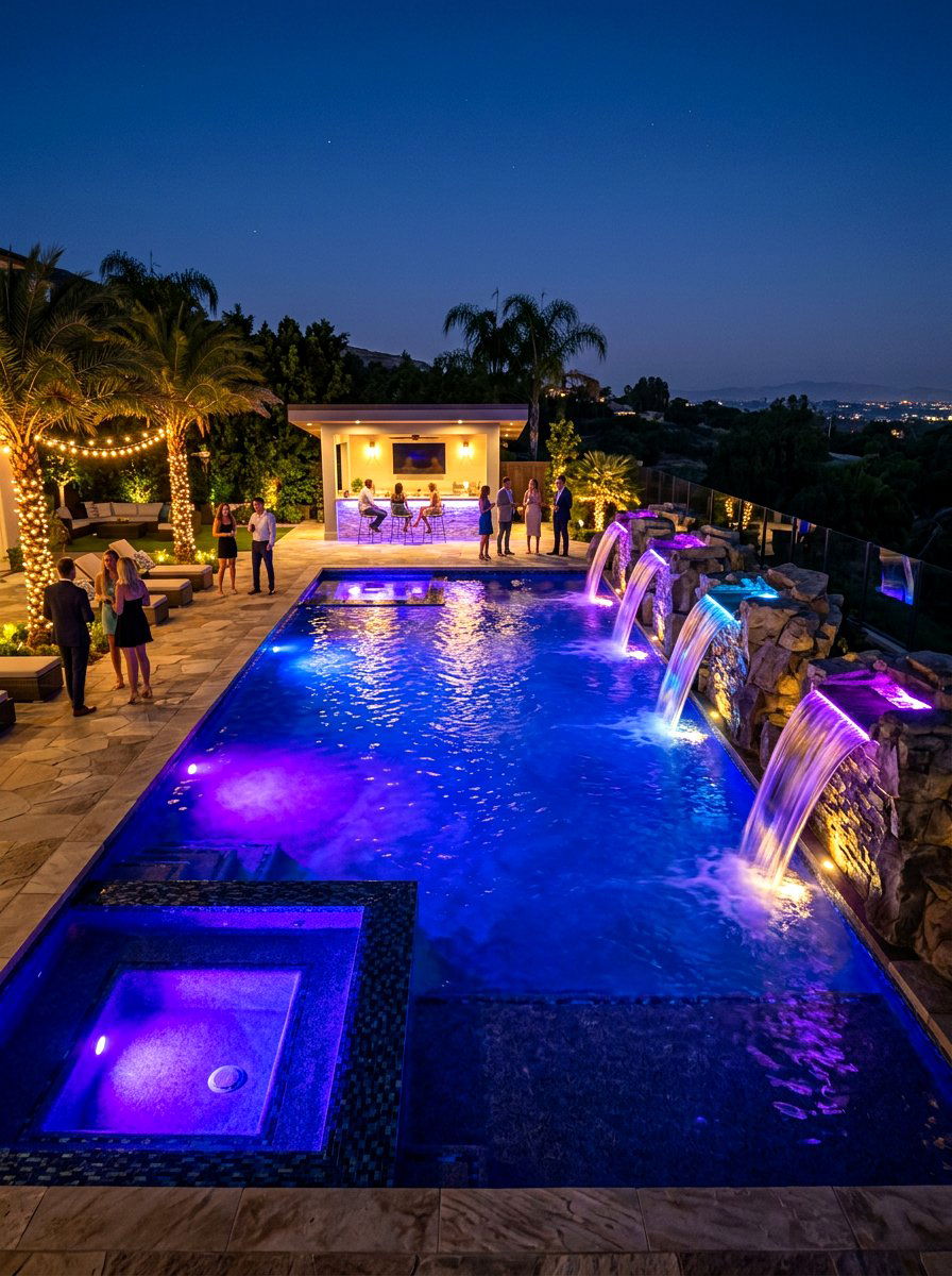 LED Lit Pool - 30 inground pool ideas
