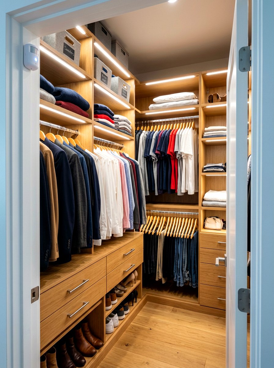 LED Motion Sensor Lights - 30 organizing small closets ideas